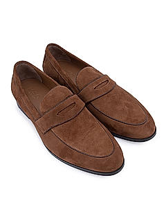 Camel Suede Leather Loafers