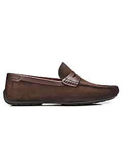 Coffee Moccasins With Leather Panel