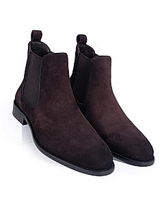 Coffee Suede Leather Boots