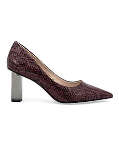 Burgundy Textured Pointed Toe Pumps