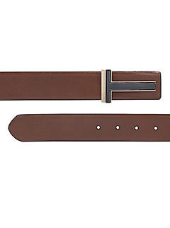 Cognac Plain Leather Men's Belt
