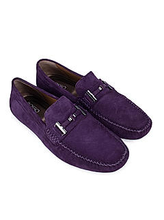 Purple Suede Moccasins With Metal Buckle