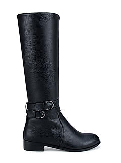 Black Textured Knee High Boots
