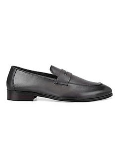 Grey Leather Panel Loafers