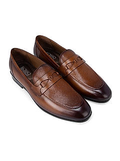 Tan Perforated Loafers