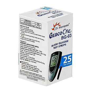 Dr. Morepen GlucoOne BG-03 Blood Glucose Test Strips, Pack of 25