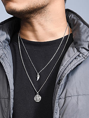 Mens layered necklace set deals