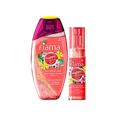 Happy Naturals Plum Blossom & Ylang Perfume Mist, 120 ml + Happy Naturals Plum Blossom & Ylang Shower gel, 250 ml