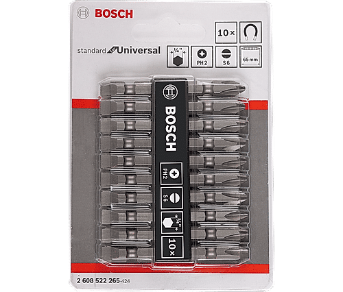 Standard for Universal double ended screwdriver bits Ø6.35 * 65mm PH2/SL6, 10pcs Single Products / Multipacks