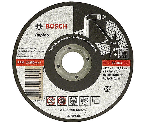 Expert for Inox Rapido Cutting Discs with Straight Centre, 22.23 mm Bore for Small Angle Grinders (Pack of 25)