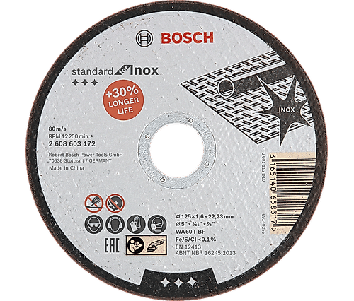 Standard for Inox Cutting Discs with Straight Centre, 22.23 mm Bore for Small Angle Grinders (Pack of 25)