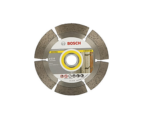 Bosch Diamond Cutting Blade, 4" / 110mm diameter, with 16/20 mm Bore, Segment Height 12mm, Pack of 1