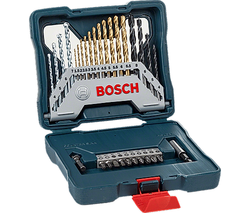 Bosch Professional Drill bits and Screwdriver Bits set, 30-piece, XLine Blue, Masonry+HSS-TIN Metal+Wood Drill bits, Screwdriver bits, Countersink Bits and a universal holder