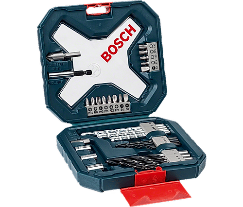 Bosch Drill bit and Screwdriving Bits set, 34 pieces, X-Line Blue, containing Wood Bits, Masonry Bits, Metal drill bits and Screwdriver Bits