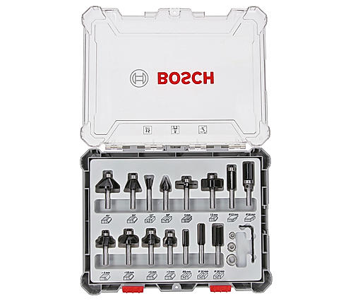 Bosch Router 15 Pcs Mixed Bit Set with shank size 8mm