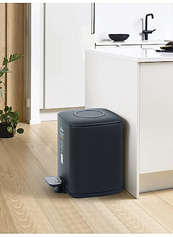 Bellagio Black 9L Dustbin 410High-Quality Stainless Steel Pedal Trash Can/DustBin With Plastic Bucket 