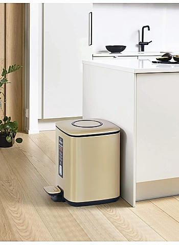 Bellagio Champagne Gold 9L Dustbin 410High-Quality Stainless Steel Pedal Trash Can/DustBin With Plastic Bucket 