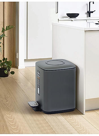 Bellagio Titanium Grey 9L Dustbin 410High-Quality Stainless Steel Pedal Trash Can/DustBin With Plastic Bucket