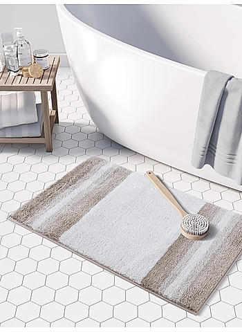 Luxe (50x80cm) Beige Anti-Slip Bath Mat with TPR Backing