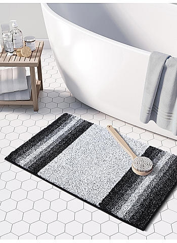Luxe (50x80cm) Black Anti-Slip Bath Mat with TPR Backing