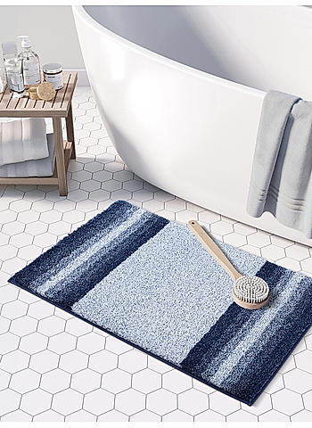 Luxe (50x80cm) Blue Anti-Slip Bath Mat with TPR Backing