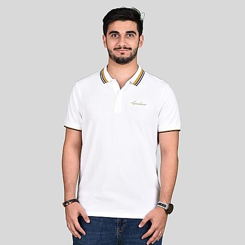 Men's White Short Sleeve Cotton Lycra Polo