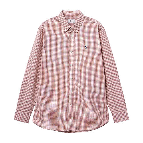 Men's Oxford Shirt with Small Lion Embroidery