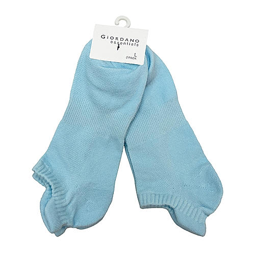 Men's Blue Solid Non Slip Ankle Socks (2-Pairs)