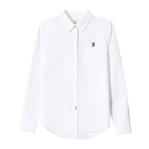 Women Oxford Shirt with Small Lion Embroidery