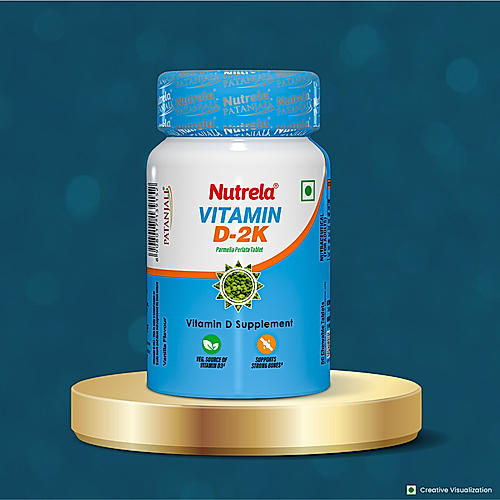 Patanjali Nutrela Vitamin D2K- 60 Chewable Tablets for Men & Women - Vanilla Flavor (Pack of 1)