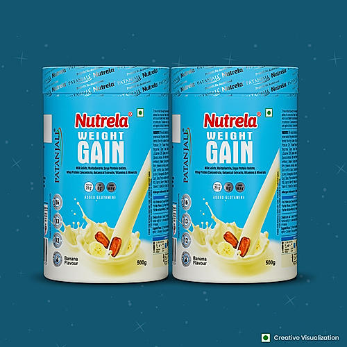 Patanjali Nutrela Weight Gain - Banana Flavor - 500g X 2 (Pack of 2)