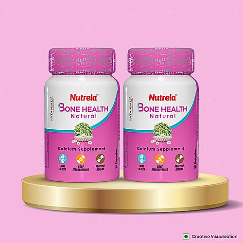 Patanjali Nutrela Bone Health - Natural 30 X 2 Capsules Calcium Supplement (Pack of 2)