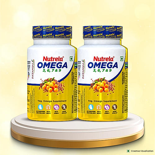 Patanjali Nutrela Omega 3 6 7 & 9 - 60 X 2 Capsules (Pack of 2)