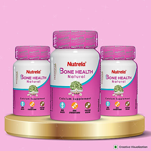Patanjali Nutrela Bone Health - Natural 30 X 3 Capsules Calcium Supplement (Pack of 3)