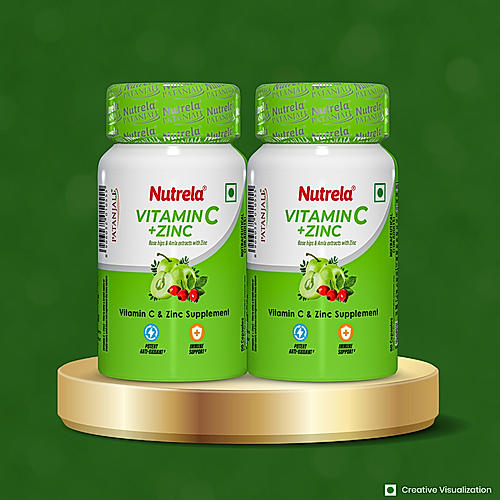 Patanjali Nutrela Vitamin C + Zinc 60 Tablets X 2 (Pack of 2)