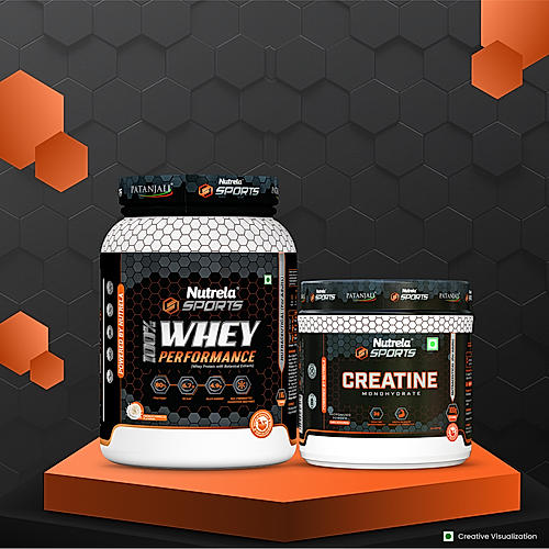 Patanjali Nutrela Sports 100% Whey French Vanilla (1KG) + Creatine Monohydrate (100g)
