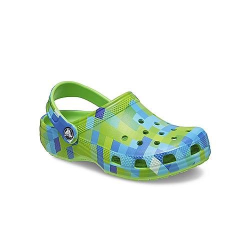 CROCS GREEN KIDS CLASSIC DIGI BLOCK CLOGS