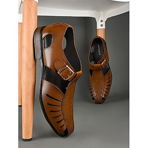 Imperio Tan Men Ethnic Pathani Sandals