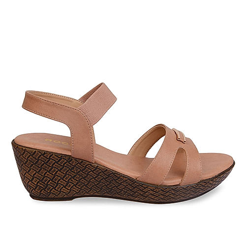 Rocia Peach Women Wedge Heel Sandals