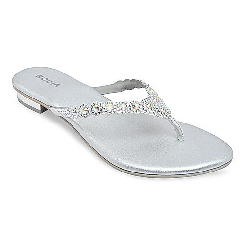 Rocia Silver Women Diamante Flats