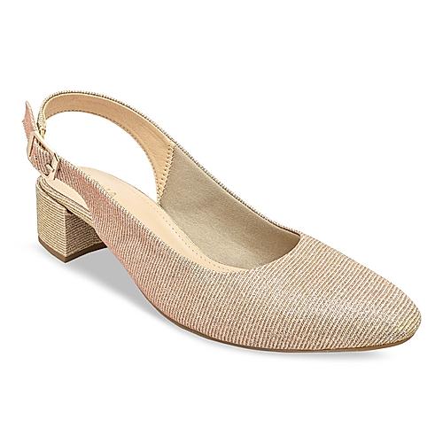 Rocia Rose Gold Women Shimmery Sling Back Block Heels