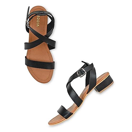 Rocia Black Women Criss Cross Gladiator Sandals