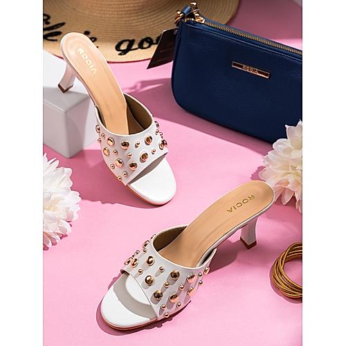 Rocia White Women Rivet Studded Stilettos