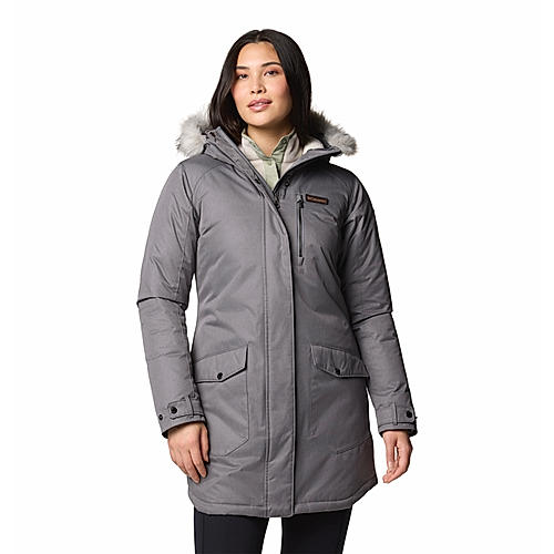 Columbia Womens Grey Omni-Heat Reflective Suttle Mountain Long Insulated Jacket