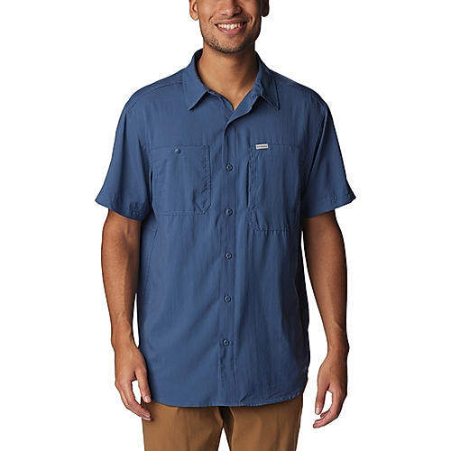 Columbia Mens Blue Omni Wick Silver Ridge Utility Lite Short Sleeve Shirt