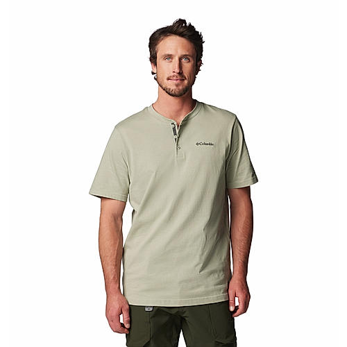 Columbia Mens Green Omni Shade Landroamer Short Sleeve Henley II Tshirt