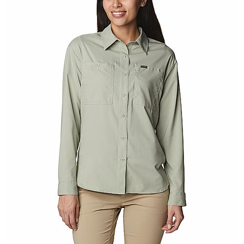 Columbia Women Green Silver Ridge Utility Long Sleeve Shirt 