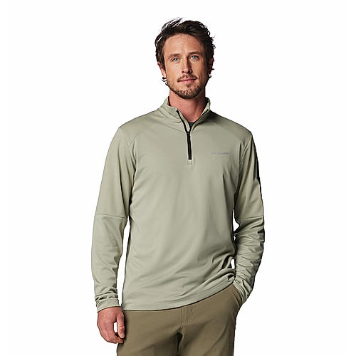 Columbia Mens Green Omni-Shade Columbia Tech Knit 1/4 Zip Tshirt