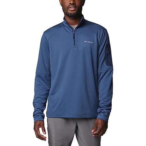 Columbia Mens Blue Omni-Shade Columbia Tech Knit 1/4 Zip Tshirt