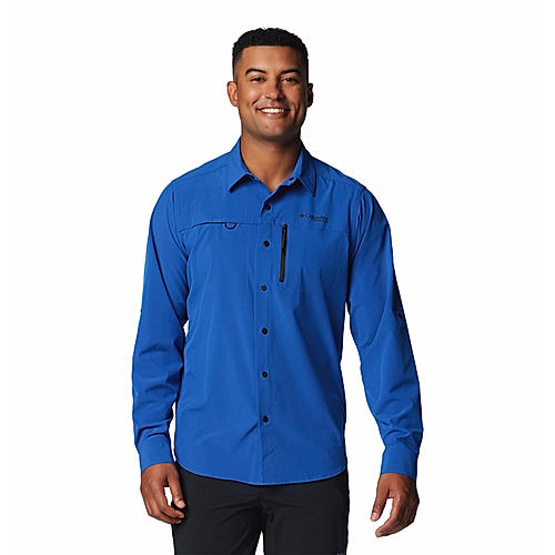 Columbia Mens Blue Omni-Shade Summit Valley  Long Sleeve Shirt